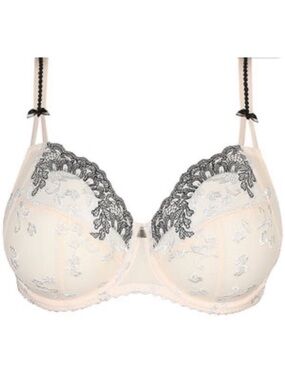 Prima Donna Balcony Vertical Seam Promise Bra Off white Black Lace Accents 34G